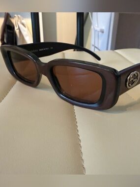 Gucci Brown Rectangular Logo Sunglasses